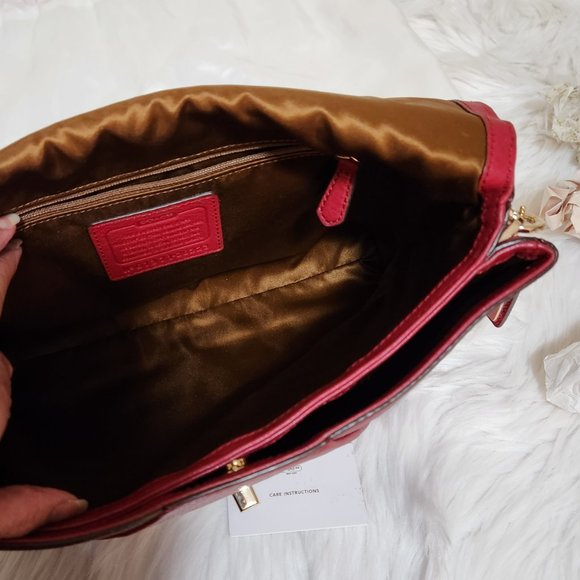 LIKE NEW "COACH" MADISON RED LEATHER SHOULDER FLAP BAG - Picture 7 of 16